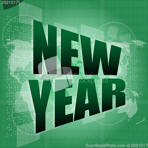 Image of new year words on digital screen - holiday concept