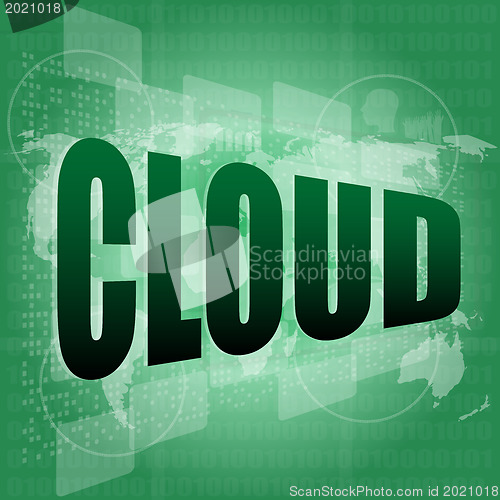 Image of Information technology concept: words Cloud on digital screen