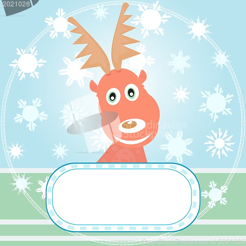 Image of Christmas rudolph with winter background