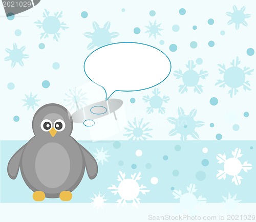 Image of Penguin on snowy background
