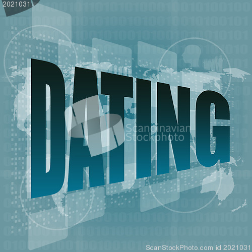 Image of dating word showing romance and love on digital screen