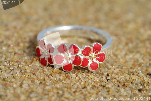 Image of Silver ring on the beach