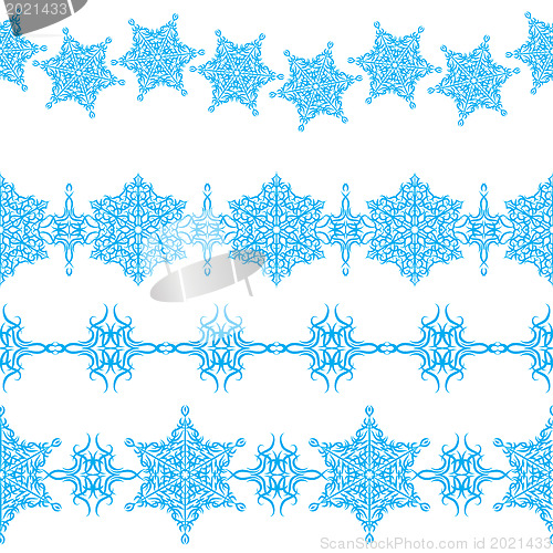 Image of vector set of seamless Christmas ornaments borders