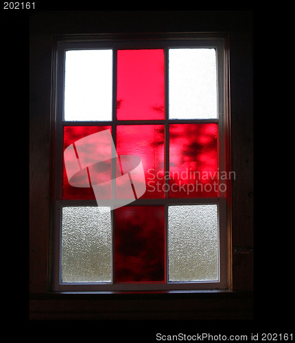 Image of Red stained glass window