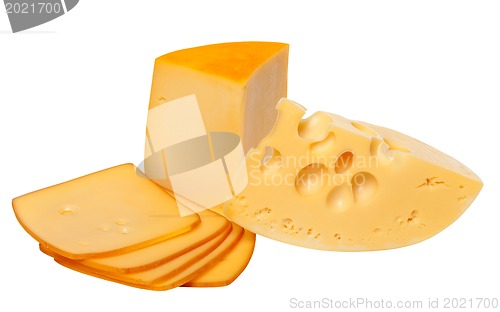 Image of Pieces and slices of cheese