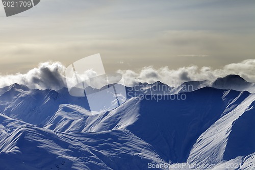 Image of Snow mountains in evening