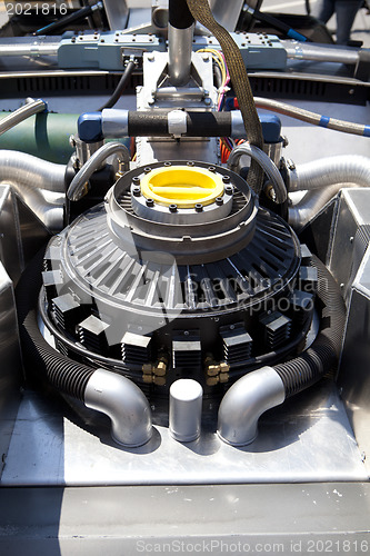 Image of Car engine under the open hood 