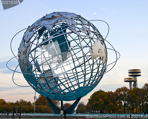 Image of Globe Sculpture  In Corona Park of Queens 