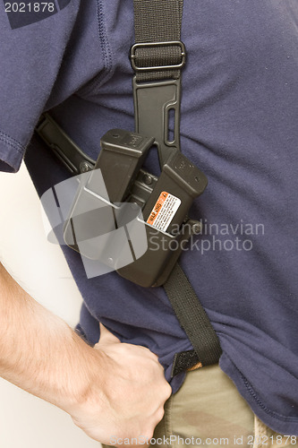 Image of holster with gun.