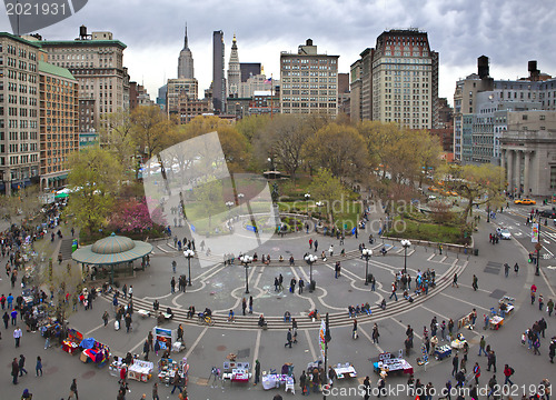Image of Union Square, New York. Vew from above 
