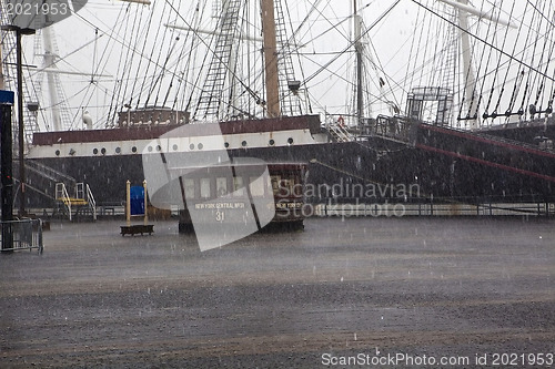 Image of Manhattan. Rain in Seaport