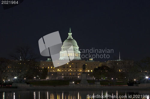 Image of The United States Capitol at night