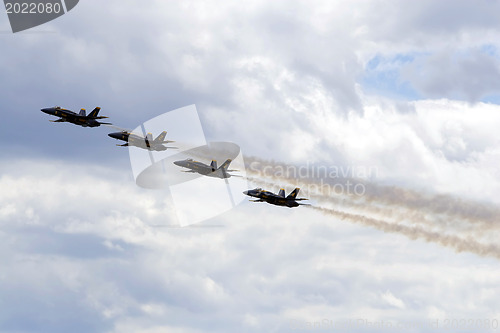 Image of Blue Angels Fly in Tight Formation