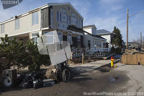 Image of NEW YORK -November12:Destroyed homes during Hurricane Sandy in t