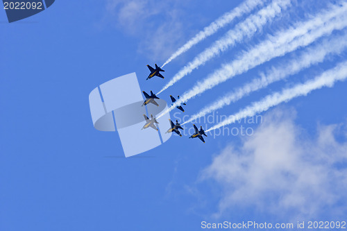 Image of Blue Angels Fly in Tight Formation