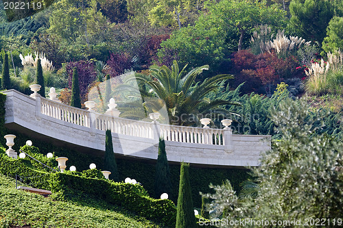Image of Magnificent park near to center Bahai of religion.