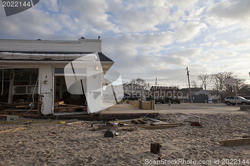 Image of NEW YORK -November12:Destroyed homes during Hurricane Sandy in t