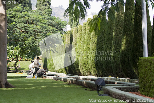 Image of Magnificent park near to center Bahai of religion