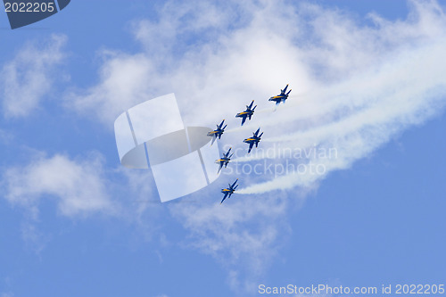 Image of Blue Angels Fly in Tight Formation