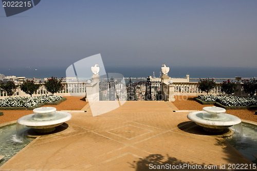 Image of Magnificent park near to center Bahai of religion.
