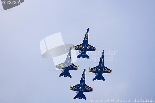 Image of Blue Angels Fly in Tight Formation
