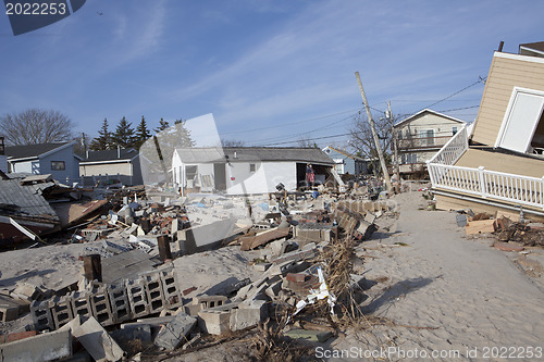 Image of NEW YORK -November12:Destroyed homes during Hurricane Sandy in t