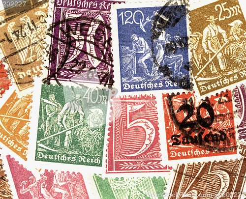 Image of colourful vintage stamps