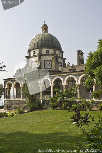 Image of Mount of beatitudes church, sea of galilee, Israel 