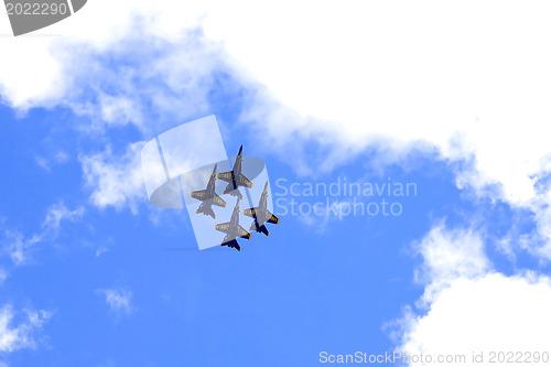 Image of Blue Angels Fly in Tight Formation