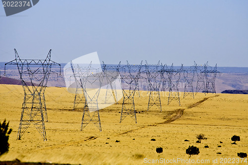 Image of Power lines at desert 