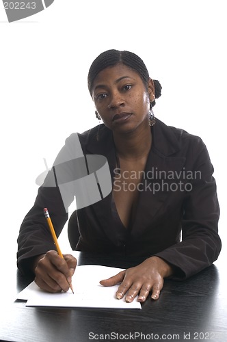 Image of pretty woman at desk