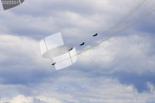 Image of Blue Angels Fly in Tight Formation