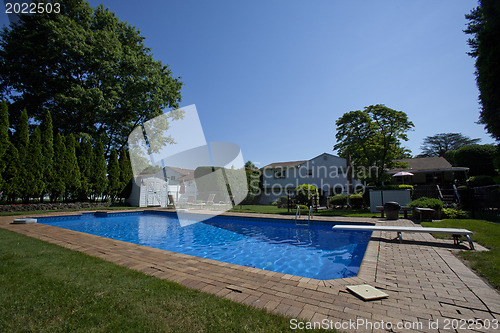 Image of clear blue sky and pool.