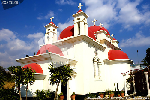 Image of Greek Church of the 12 Apostles, Capernaum . Israel.