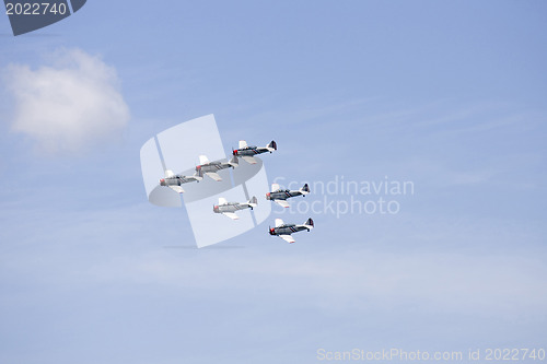 Image of Several planes performing in an air show at Jones Beach