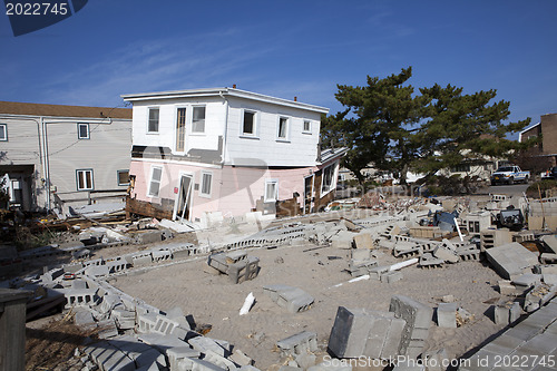 Image of NEW YORK -November12:Destroyed homes during Hurricane Sandy in t