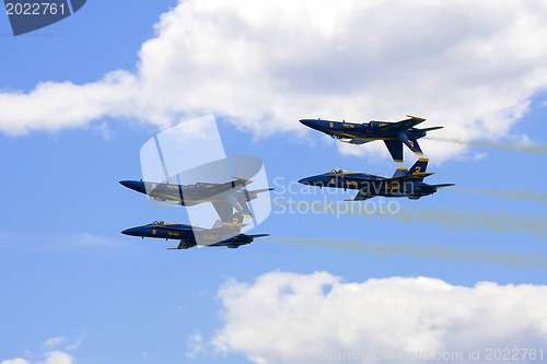 Image of Several planes performing in an air show at Jones Beach