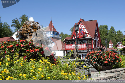 Image of  Fountain with beautiful flowers 