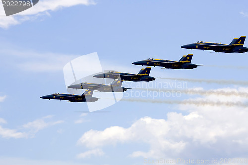 Image of Blue Angels Fly in Tight Formation