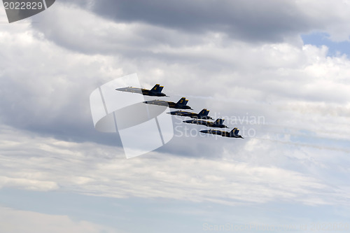 Image of Blue Angels Fly in Tight Formation