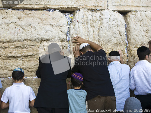 Image of Prayer of Jews at Western Wall. Jerusalem Israel 