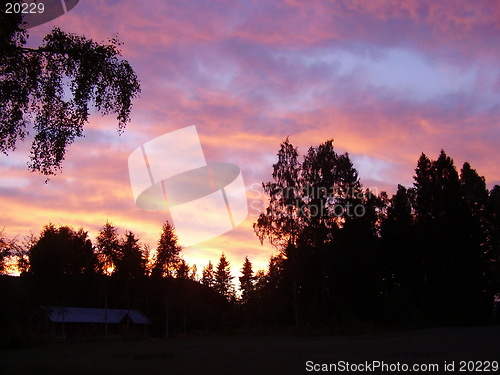 Image of Sunset over the field