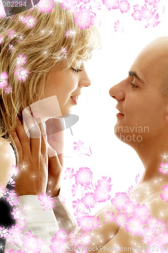 Image of couple in love with flowers