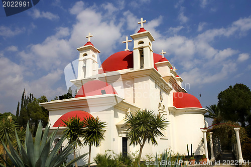 Image of Greek Church of the 12 Apostles, Capernaum . Israel.