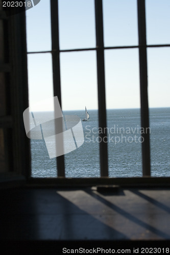 Image of Yacht seen though window