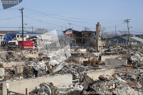 Image of NEW YORK -November12: Destroyed homes during Hurricane Sandy in 