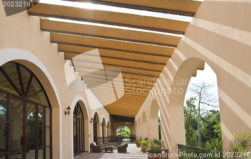 Image of fully open hallway of resort