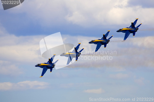 Image of Blue Angels Fly in Tight Formation