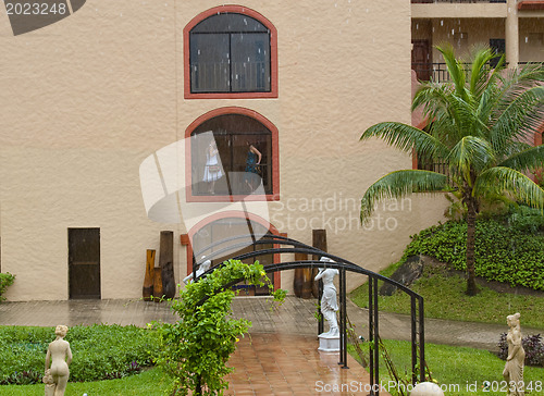 Image of On a raining day in a resort