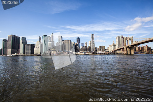 Image of New York - Brooklyn Bridge and Lower Manhattan